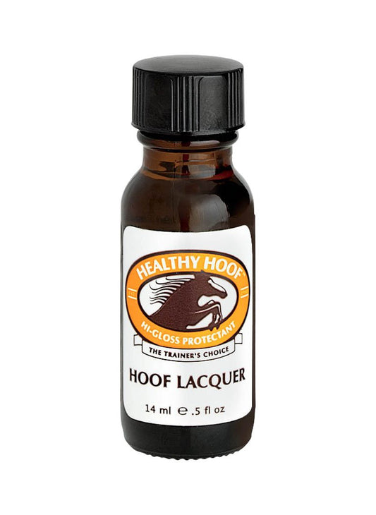 Gena Healthy Hoof front bottle showing label and high-gloss finish benefit