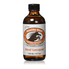 Gena hoof lacquer bottle front showing glossy finish and UV protection benefit