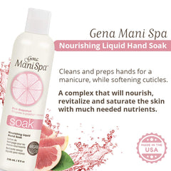 Gena hand soak foaming in bowl demonstrating softened cuticles benefit