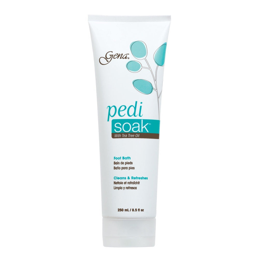 Gena Pedi Soak front bottle shows label and size for easy identification and use