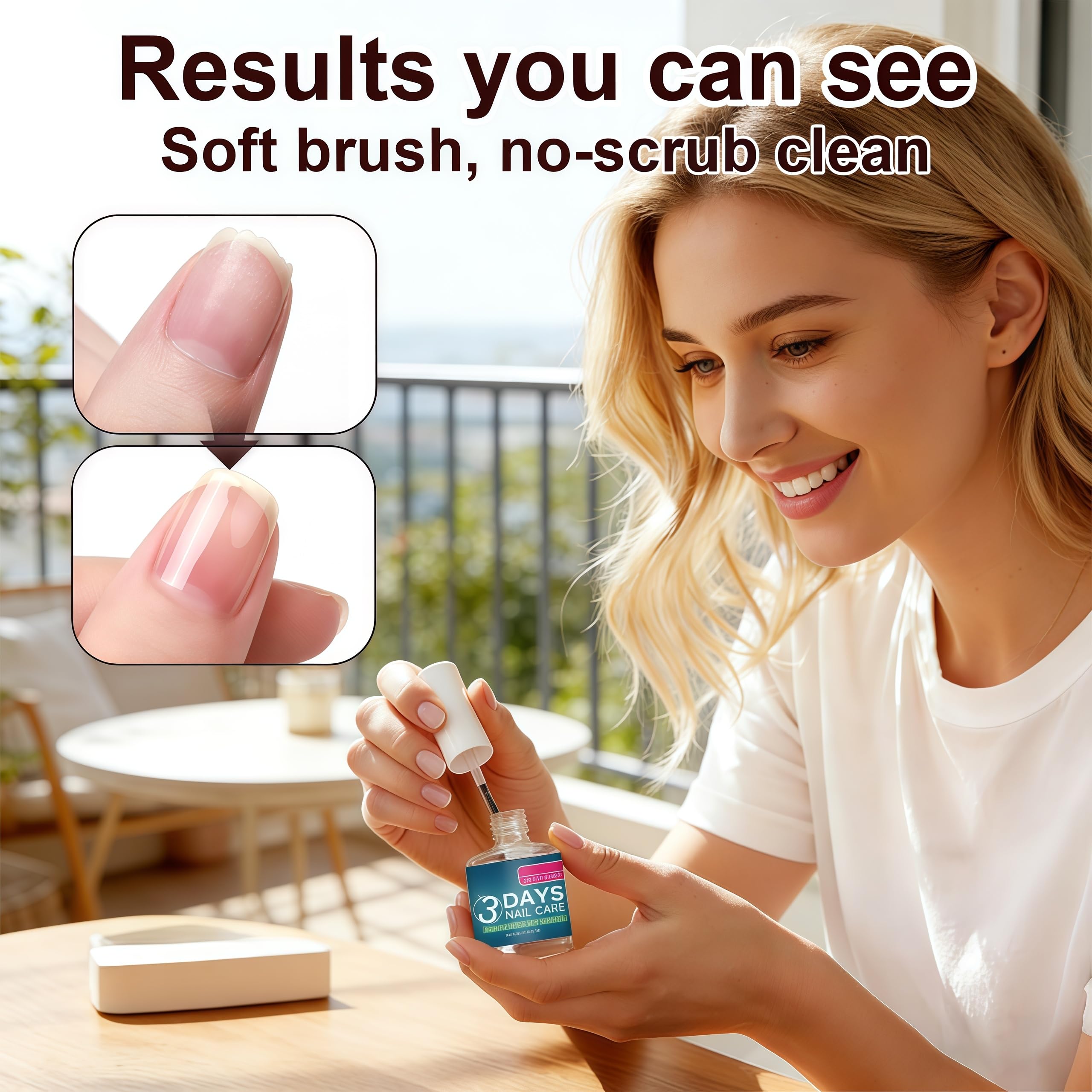 Generic 3 Days Nail Care Oil before and after nails showing improved shine and reduced flaking