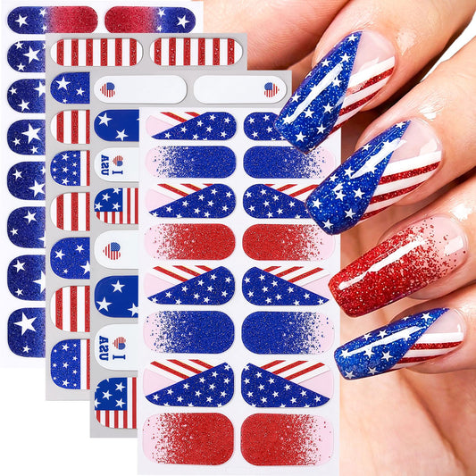 Generic brand front packaging showing patriotic nail stickers and easy use benefit