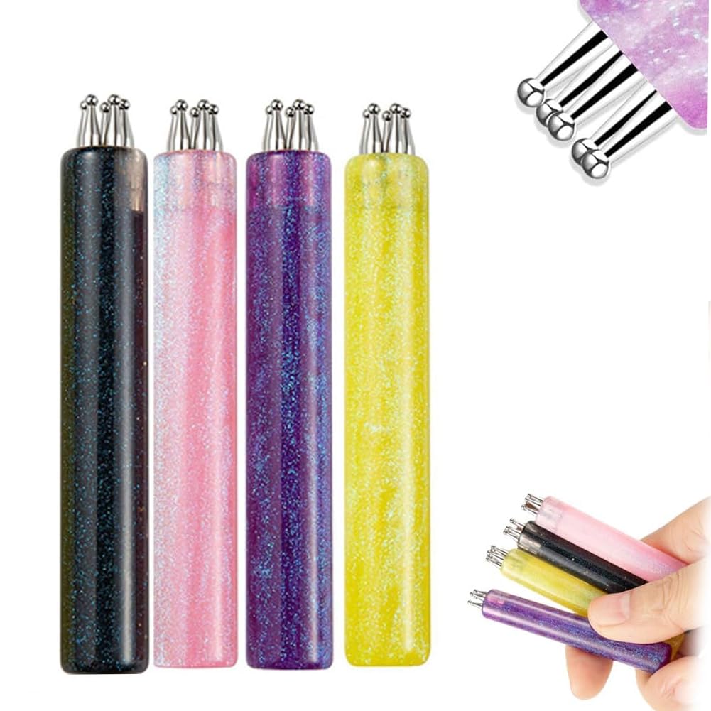 Generic 5 Petal Flower Nail Dotting Pen front view shows durable stainless steel tips and ergonomic handle for precise control
