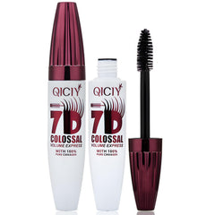 Generic 7D waterproof volume mascara front packaging showing product benefits