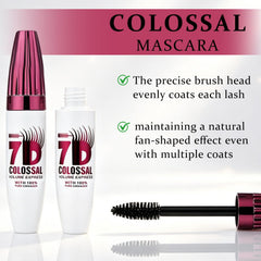 Generic 7D mascara applied on lashes delivering visible curl and lift