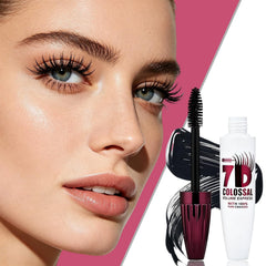Generic 7D mascara held in hand to show compact size and ease