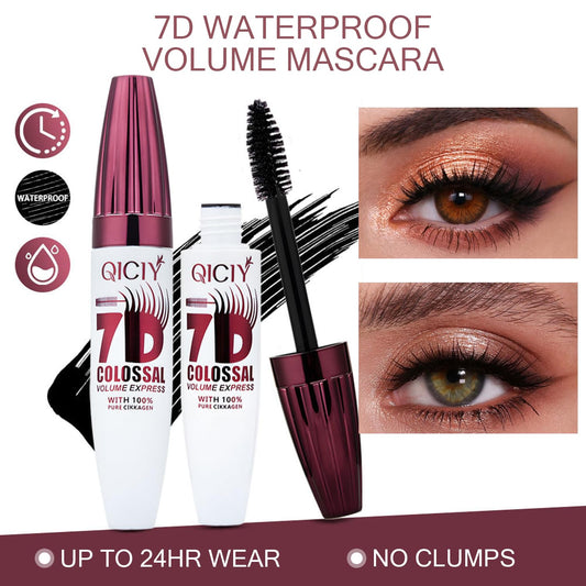 Generic 7D mascara wand close-up showing olive-shaped brush for precise coating and separation