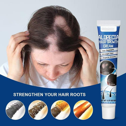 Generic alopecia cream texture closeup illustrating non-greasy, fast-absorbing consistency