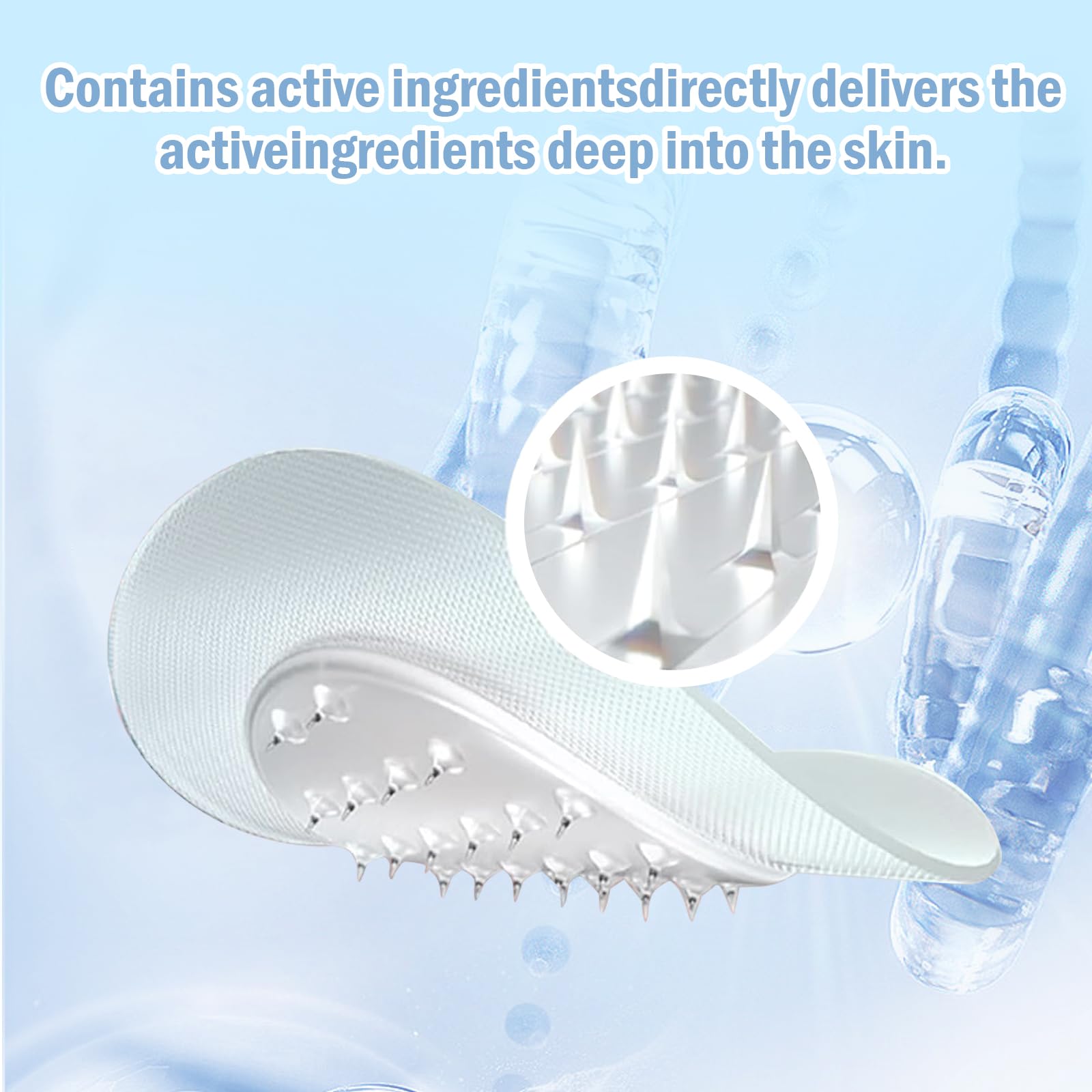 Generic brand patch applied under eye demonstrating painless application benefit