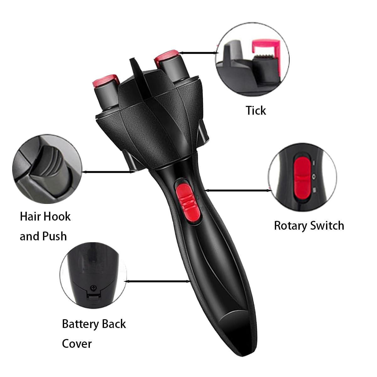 Generic automatic hair braider close-up of mechanism highlighting smooth twisting action