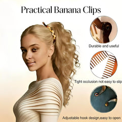 Generic leopard clip worn in woman's hair showing stylish, secure hold