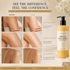 Generic beeswax body serum with vanilla pod ingredient shot indicating comforting fragrance