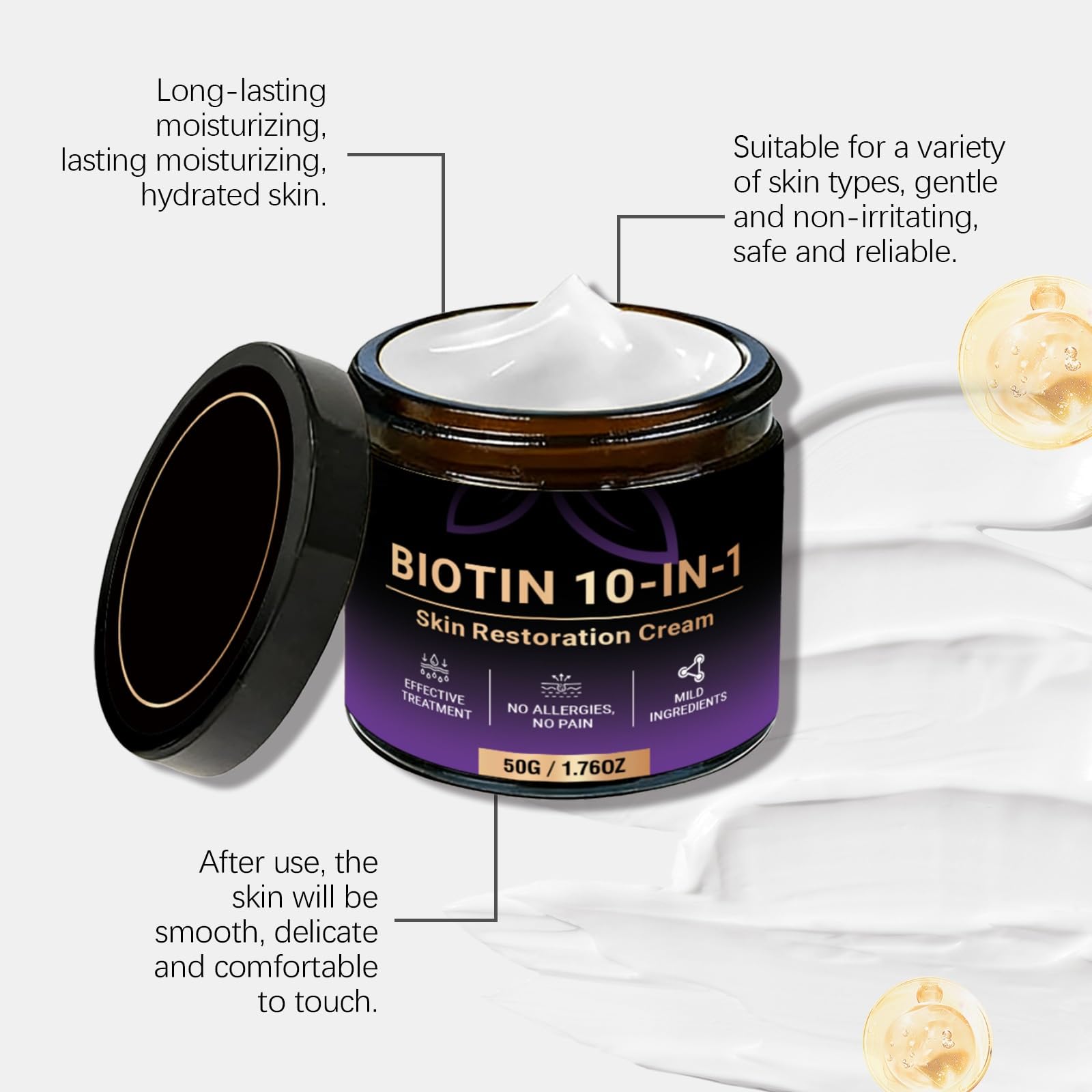 Generic cream texture in jar showing smooth hydration