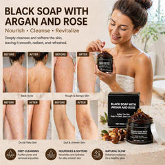 Generic black soap creamy texture closeup demonstrating smooth hydrating formula