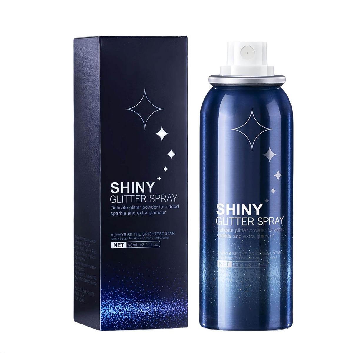 Generic body glitter spray front packaging showing product and size