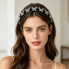 Generic butterfly headband close-up of crystals highlighting sparkle and durable setting