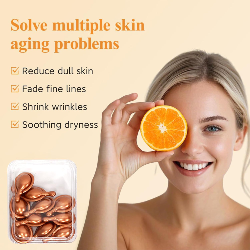 Generic hand holding a capsule to show size and portability for travel and on-the-go skincare