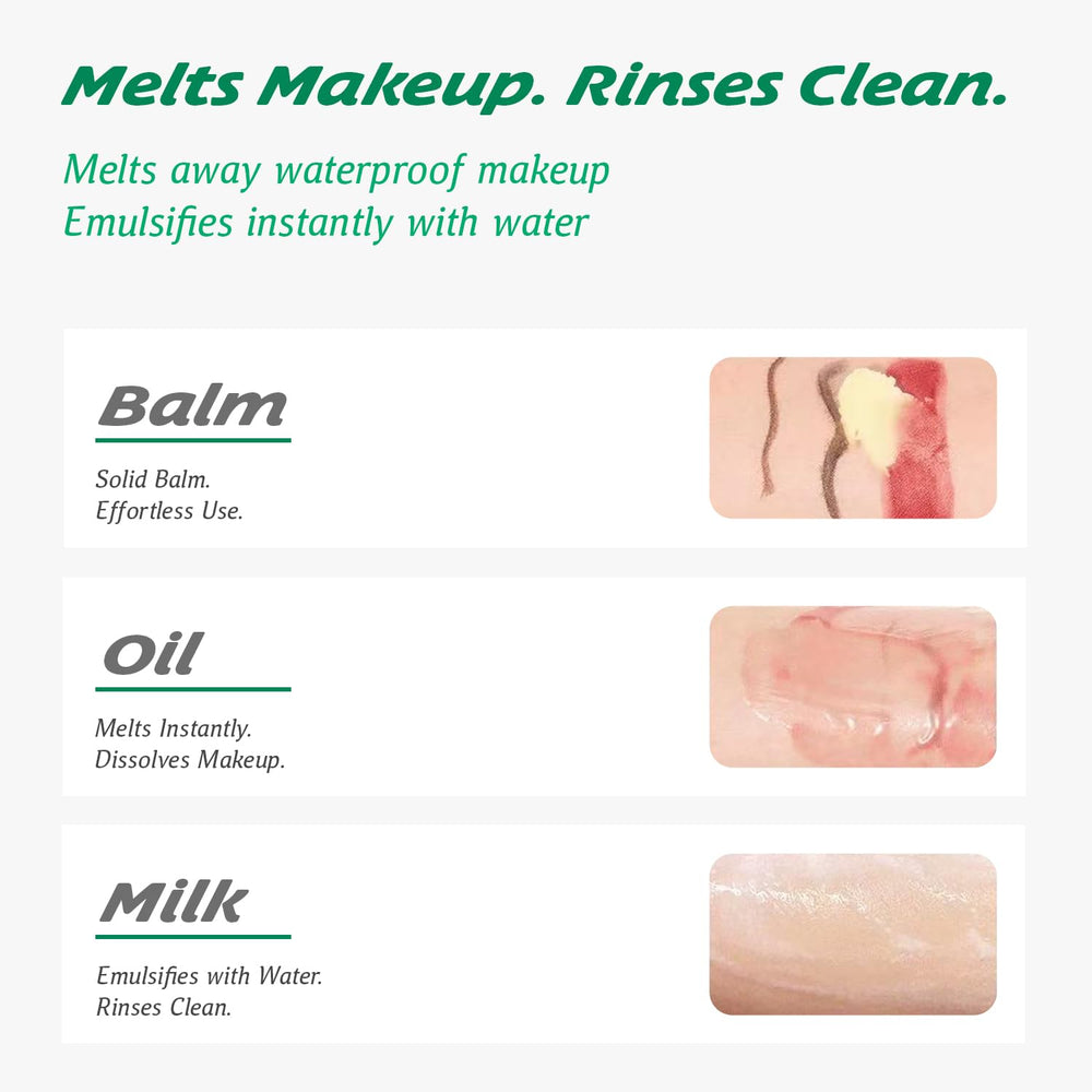 Generic balm texture swatch melting into oil to demonstrate smooth application benefit