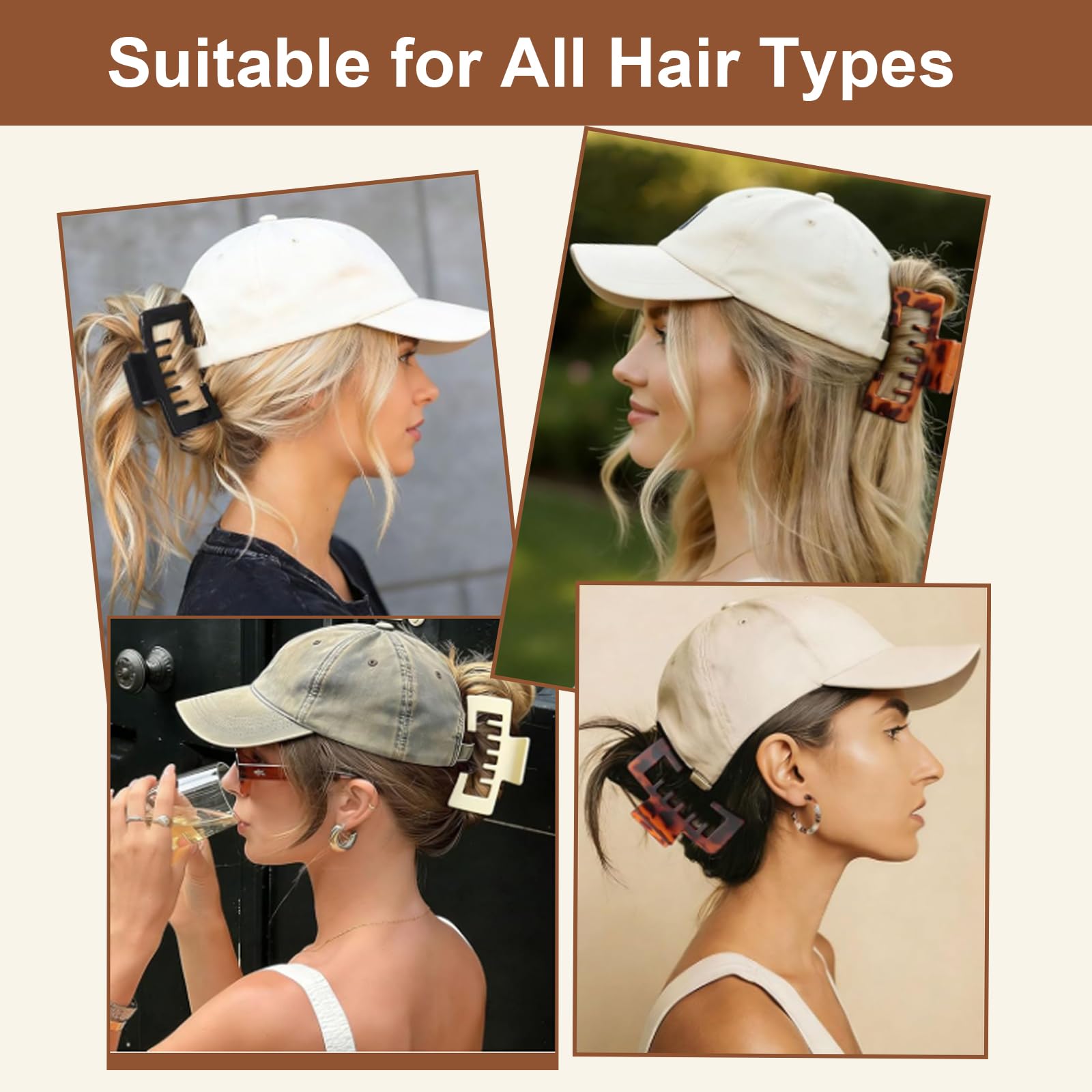 Generic clip securing thick hair illustrating non-slip reliable hold