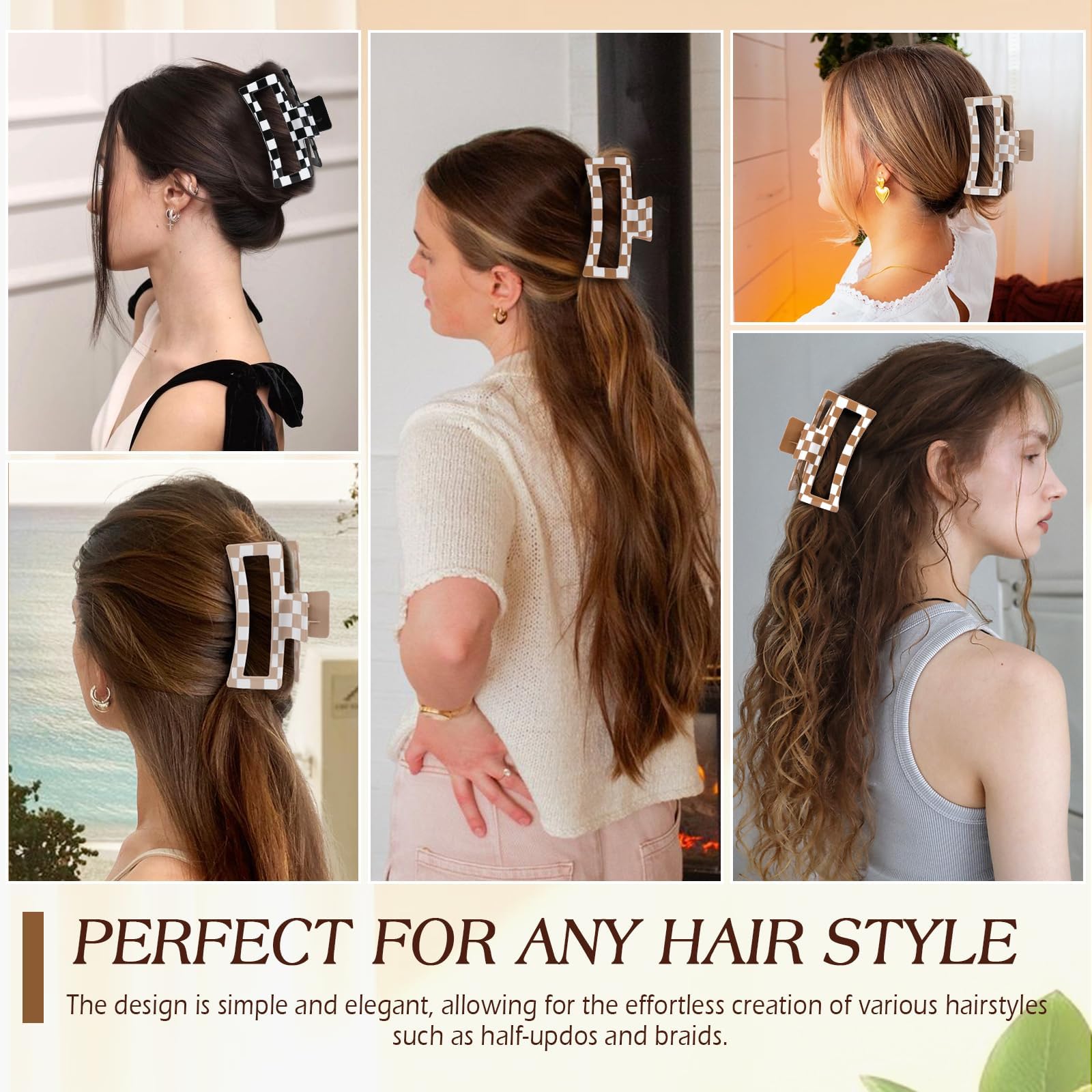 Generic brand clip in use holding a thick updo for secure all-day wear
