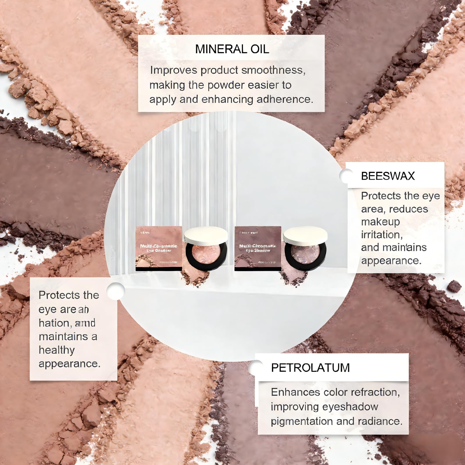 Generic close-up of powder texture showing shimmer particles and creamy blendability benefit