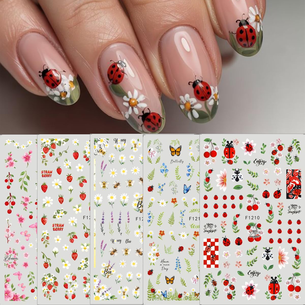 Generic close-up of bee decal detail showing crisp print for vibrant nail accents