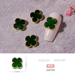 Generic close-up of clover charm texture and rhinestones showing fine detail and durable finish