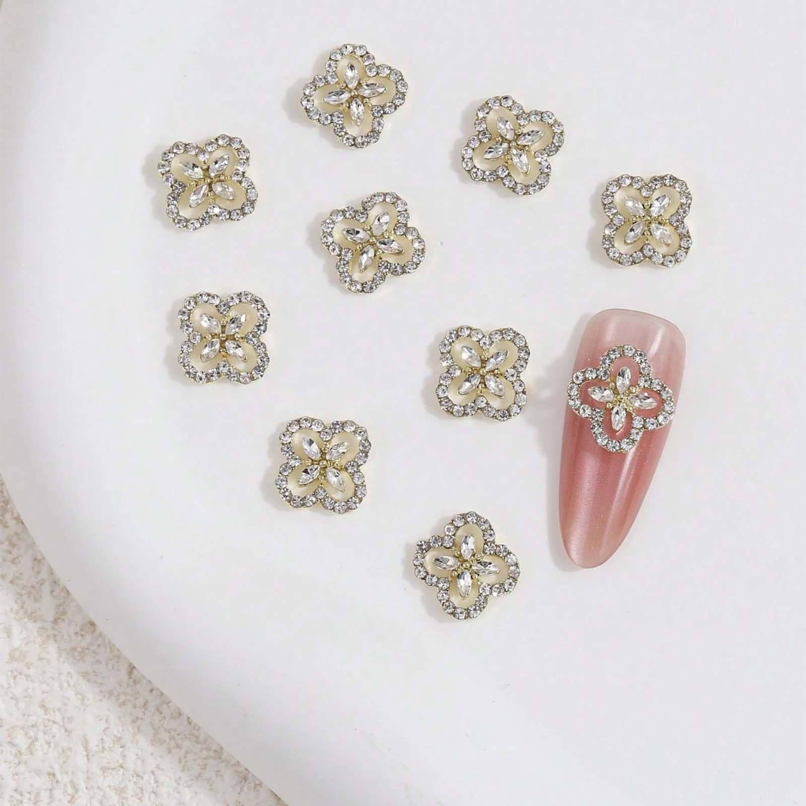 Generic closeup of clover rhinestones highlighting Generic sparkle and texture