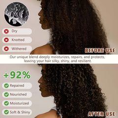 Generic collagen hair mask being applied to damp hair to improve manageability