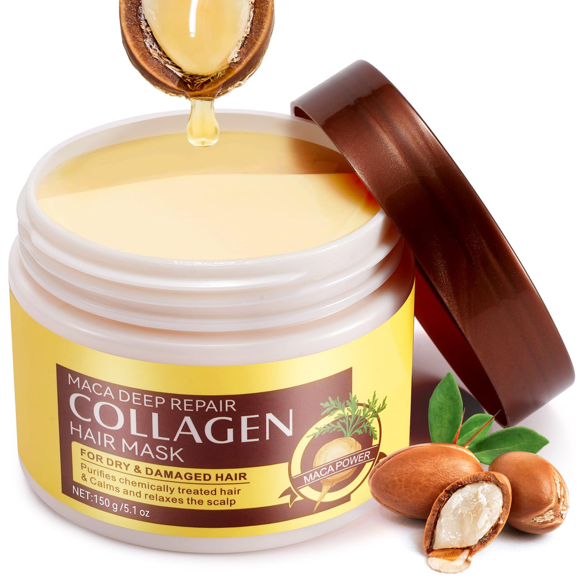 Generic collagen hair mask front jar showing brand and size benefit deep hydration