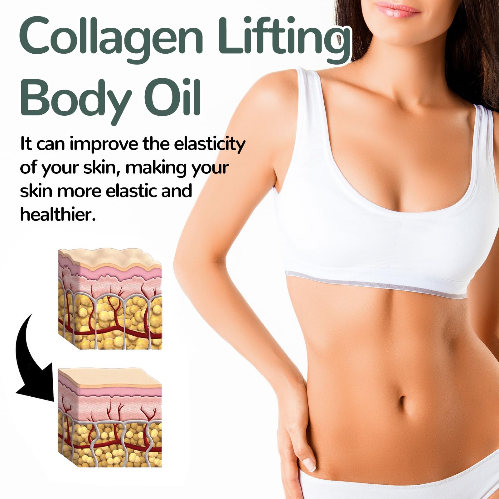Generic collagen oil on elbow and knee reducing roughness and dryness