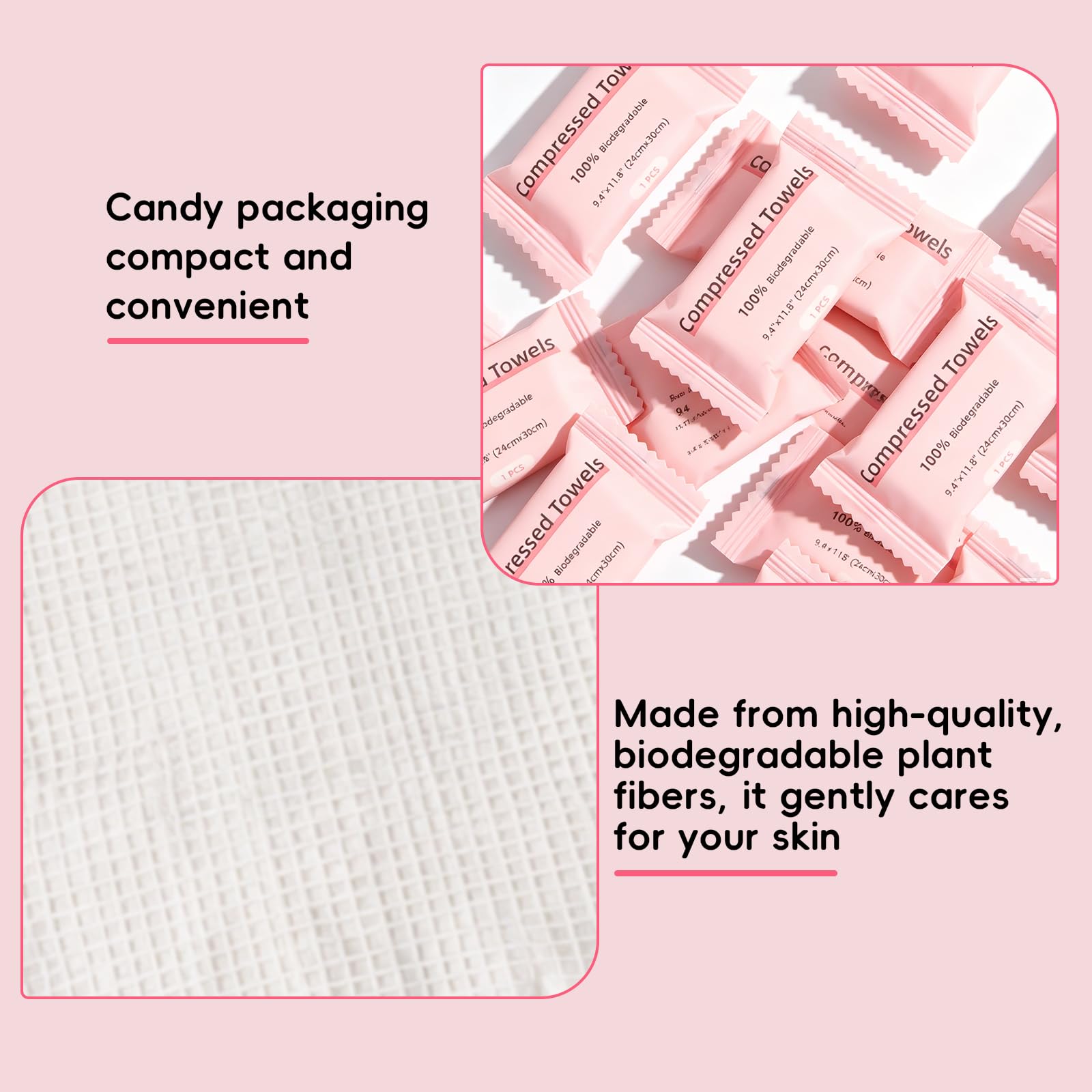 Generic compressed towel tablets held in hand to show coin-sized portability and convenience