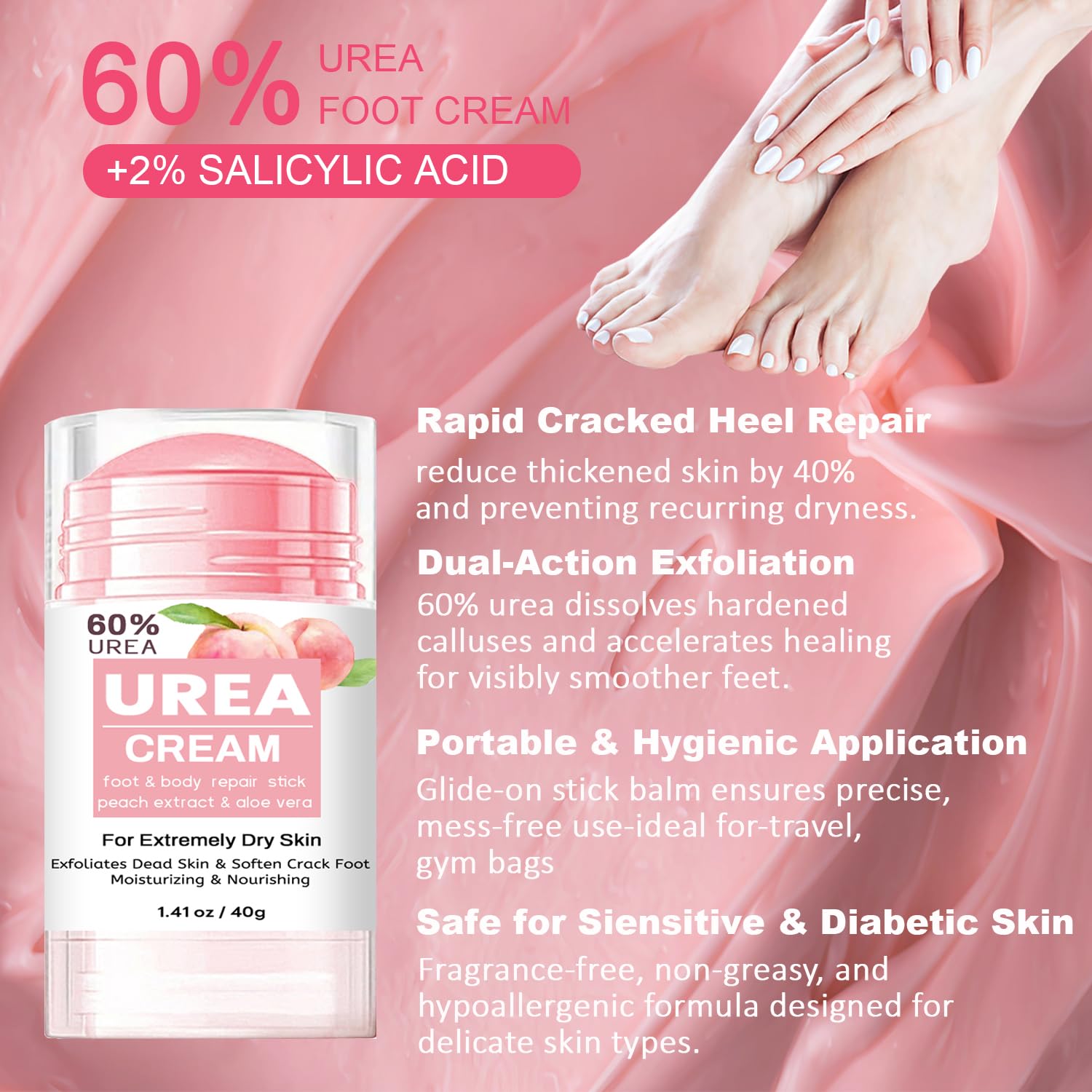 Generic cream stick applied to heel demonstrating targeted callus care