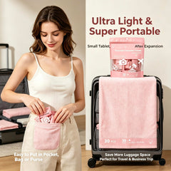 Generic expanded towel laid flat demonstrating full size and soft surface benefit