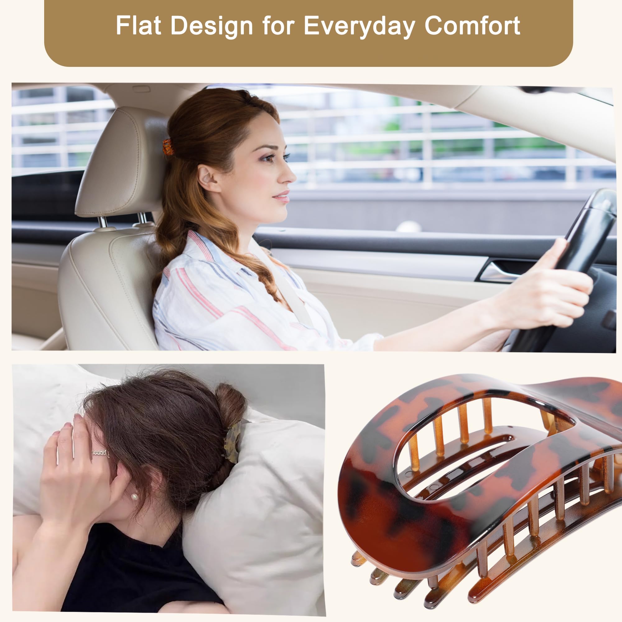 Generic flat hair clip side profile showing low flat design comfort