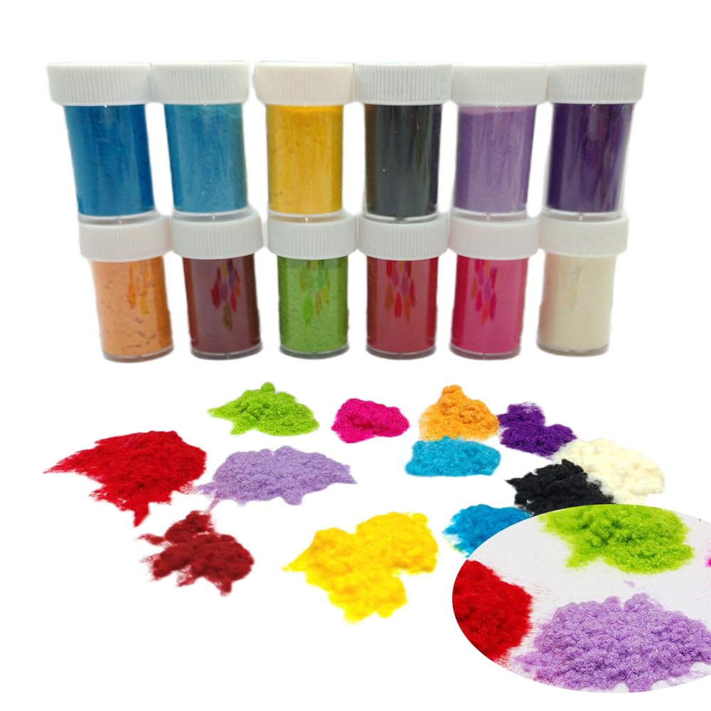 Generic flocking set front packaging showing all twelve colors and tidy jars for versatile use