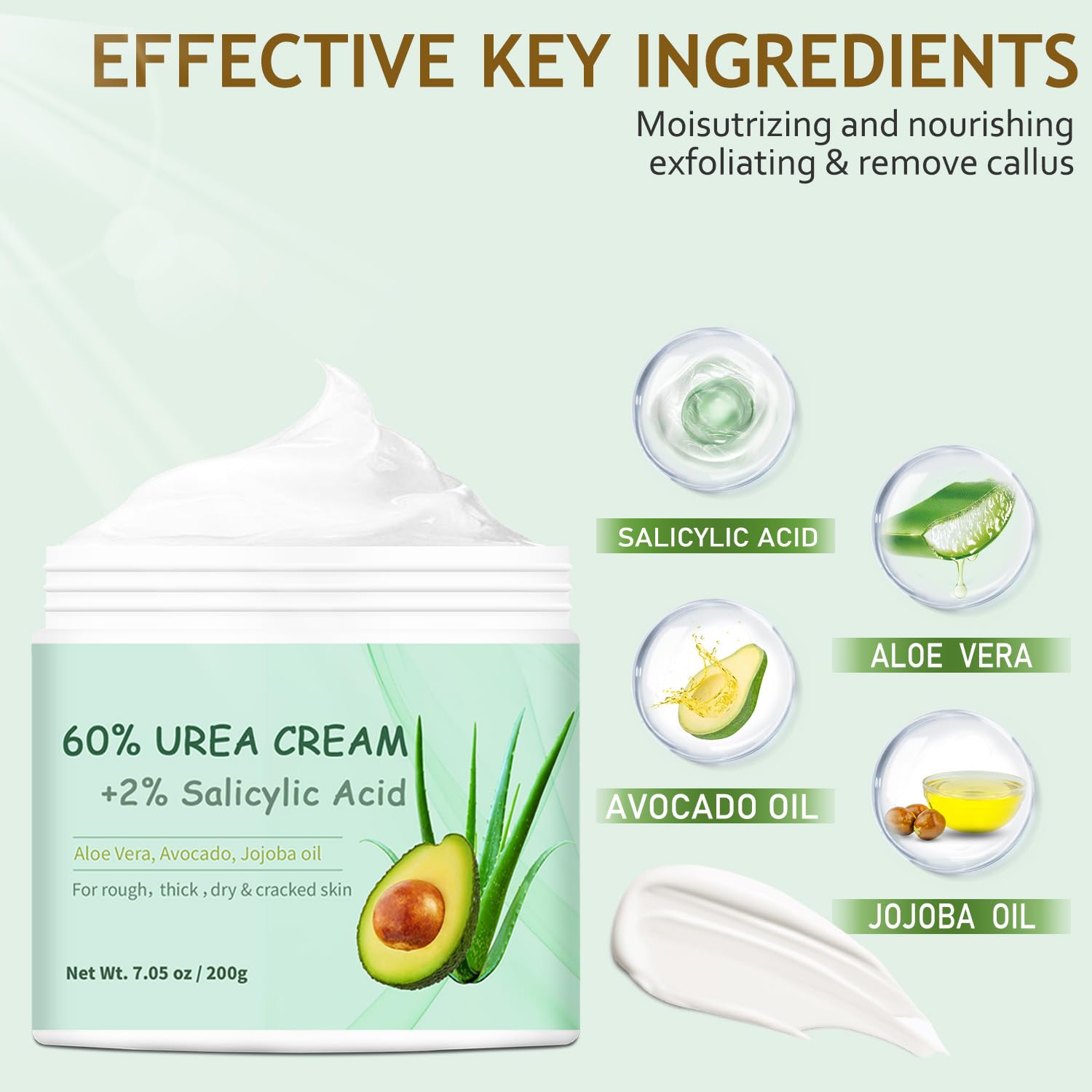 Generic brand applied to heel showing exfoliation and softening benefit