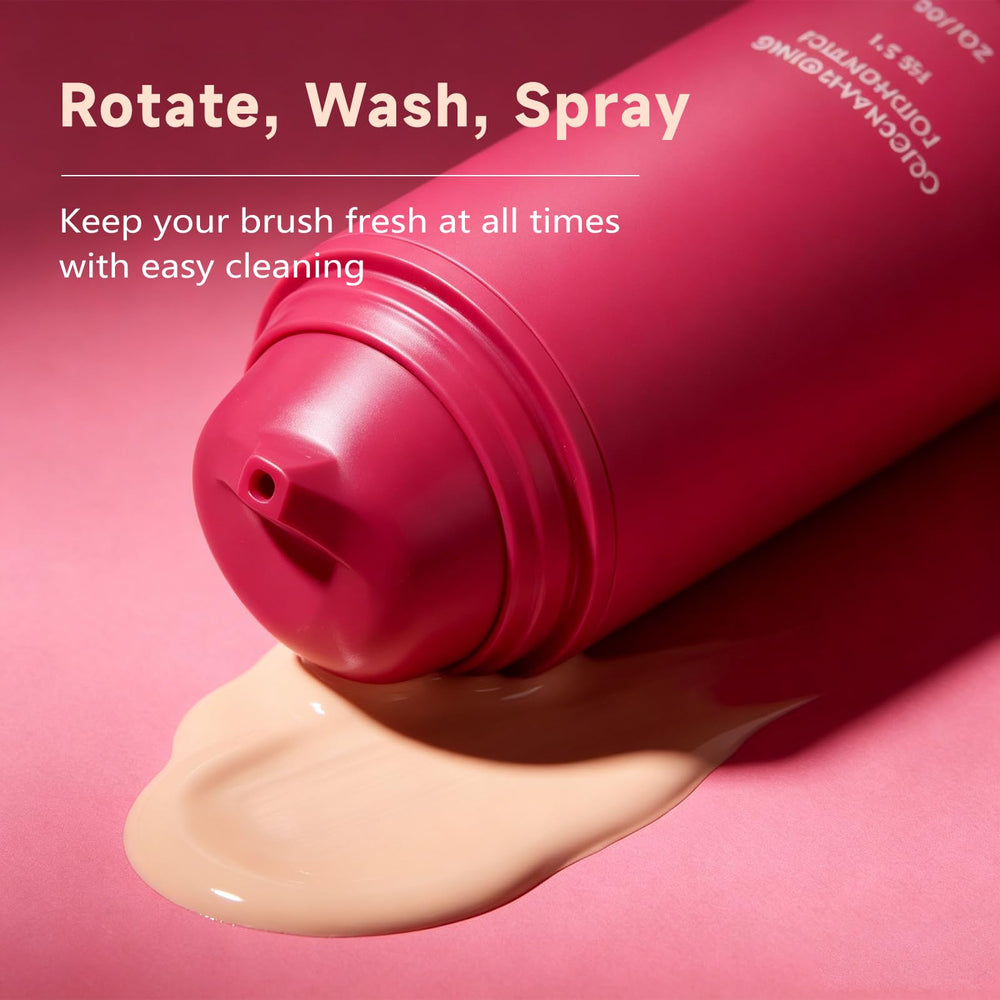 Generic foundation applied with sponge showing seamless blend and natural look benefit