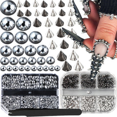 Generic front box open showing organized studs and tweezers for quick selection