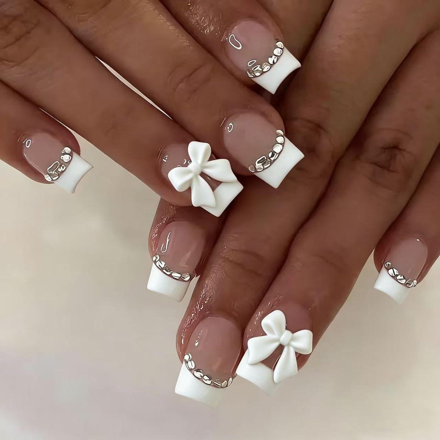 Generic front packaging showing set and white French tips, highlights convenience