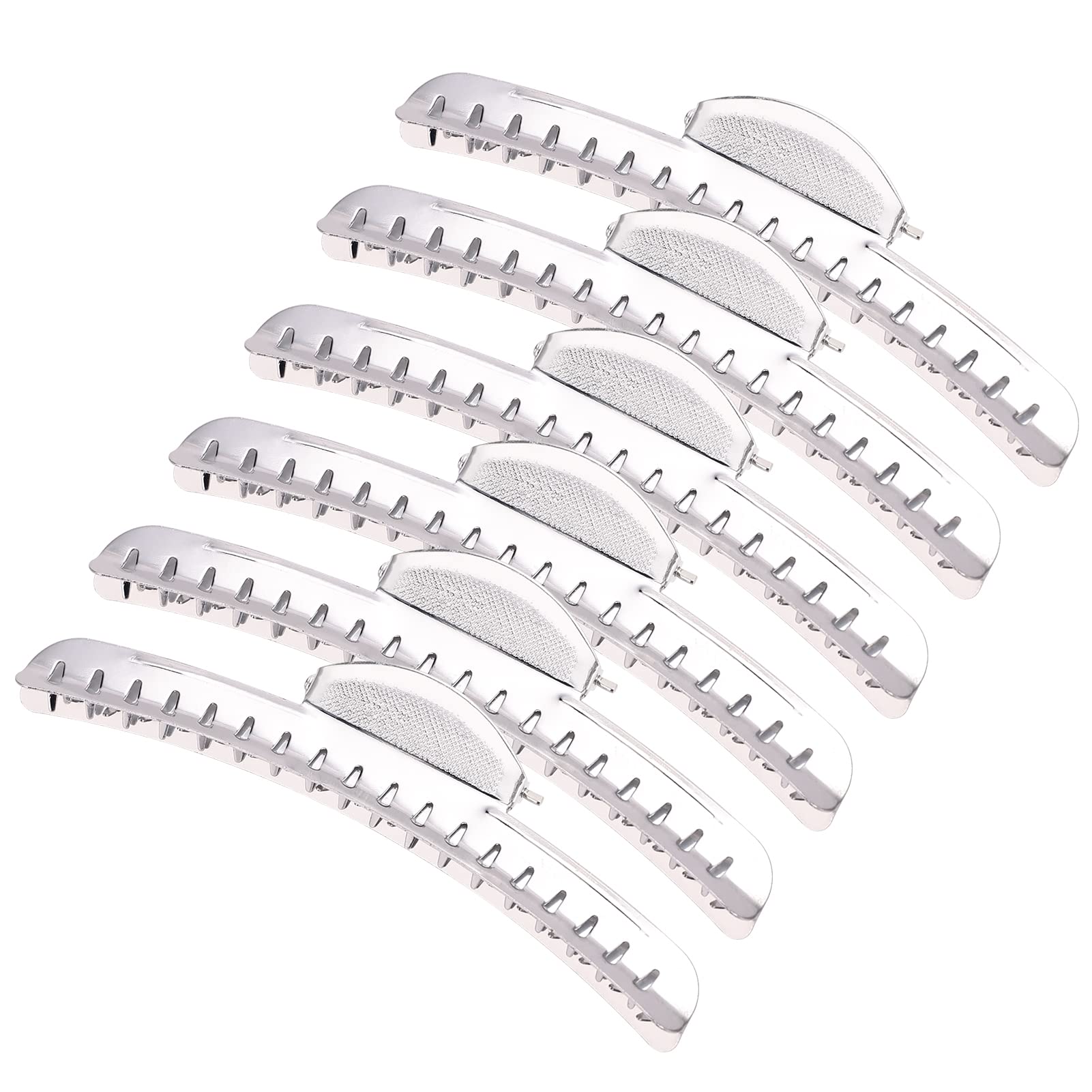 Generic front view of 12 silver metal wave clips showing compact pack and durable look