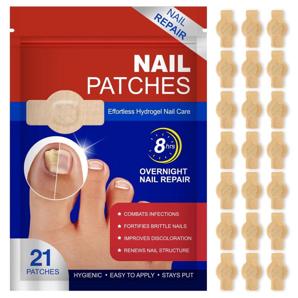 Generic front packaging showing 21-piece hydrogel nail patches for easy identification and care