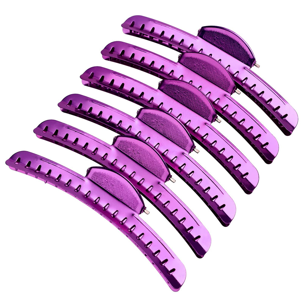 Generic purple clips front view showing set and count, secure hold benefit