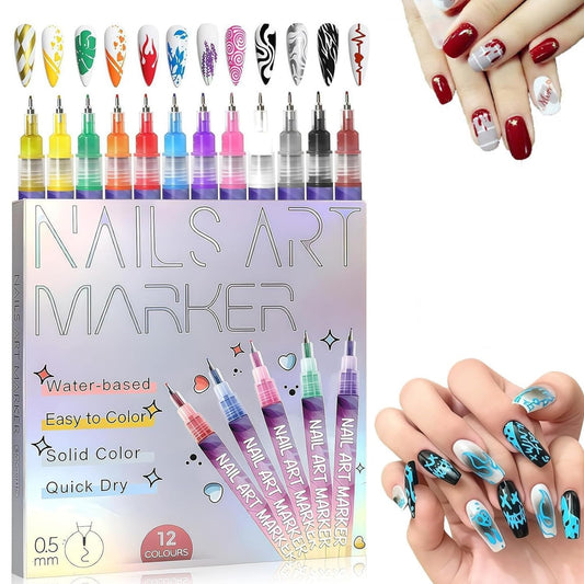 Generic brand front packaging showing full 12-color pen set and compact case benefit