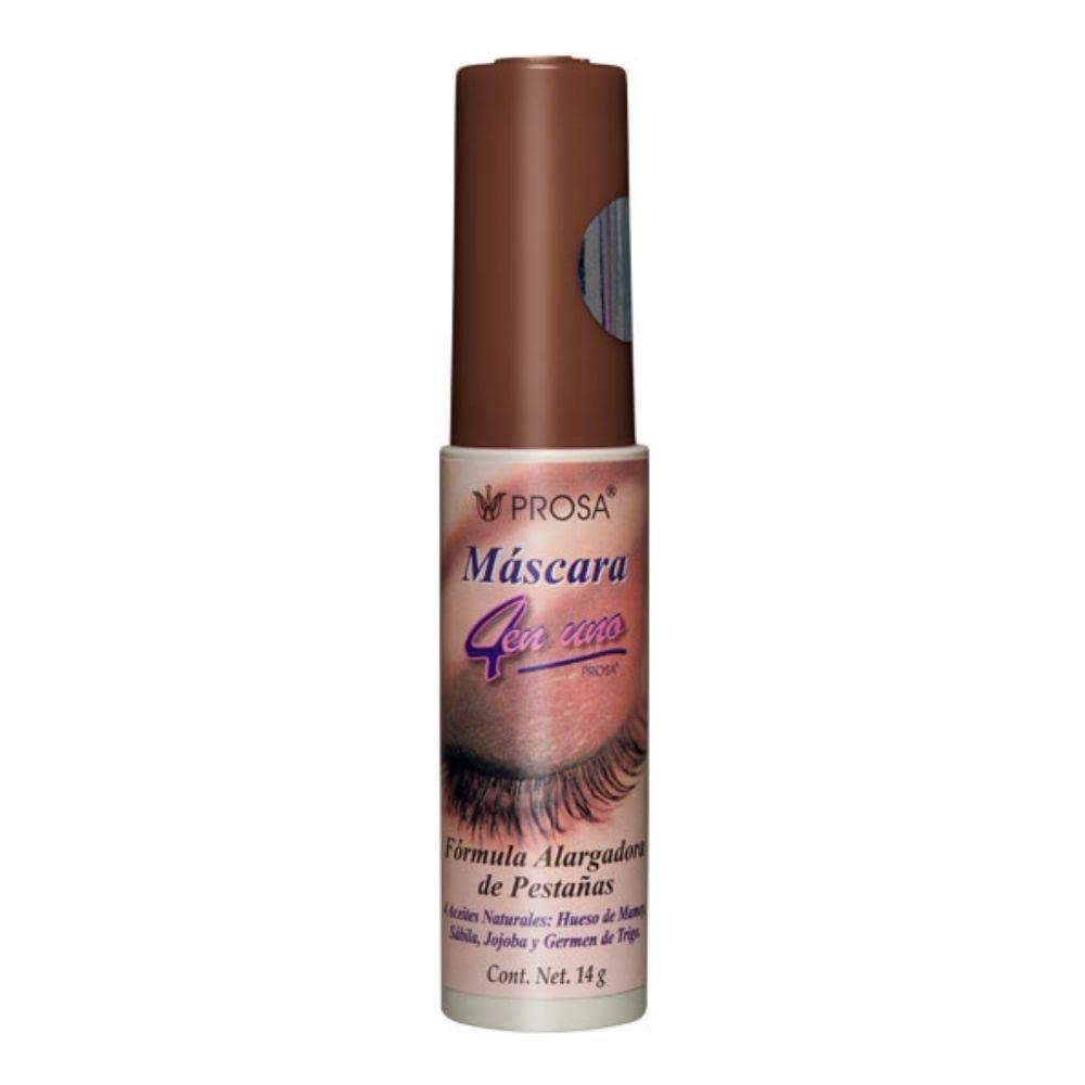 Generic front tube of Prosa brown mascara showing packaging and benefit