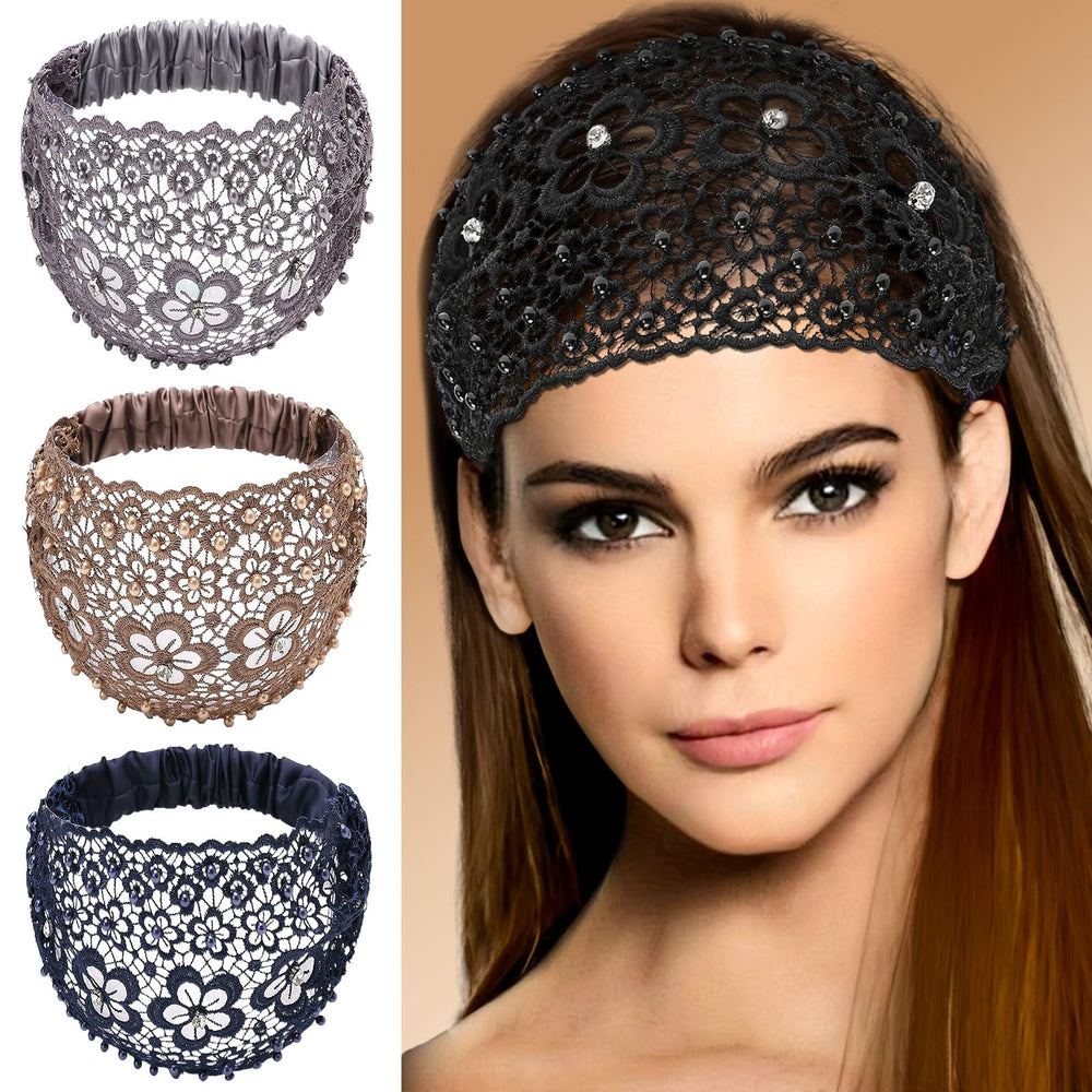 Generic front view of four headbands showing colors and style, elegant accessory