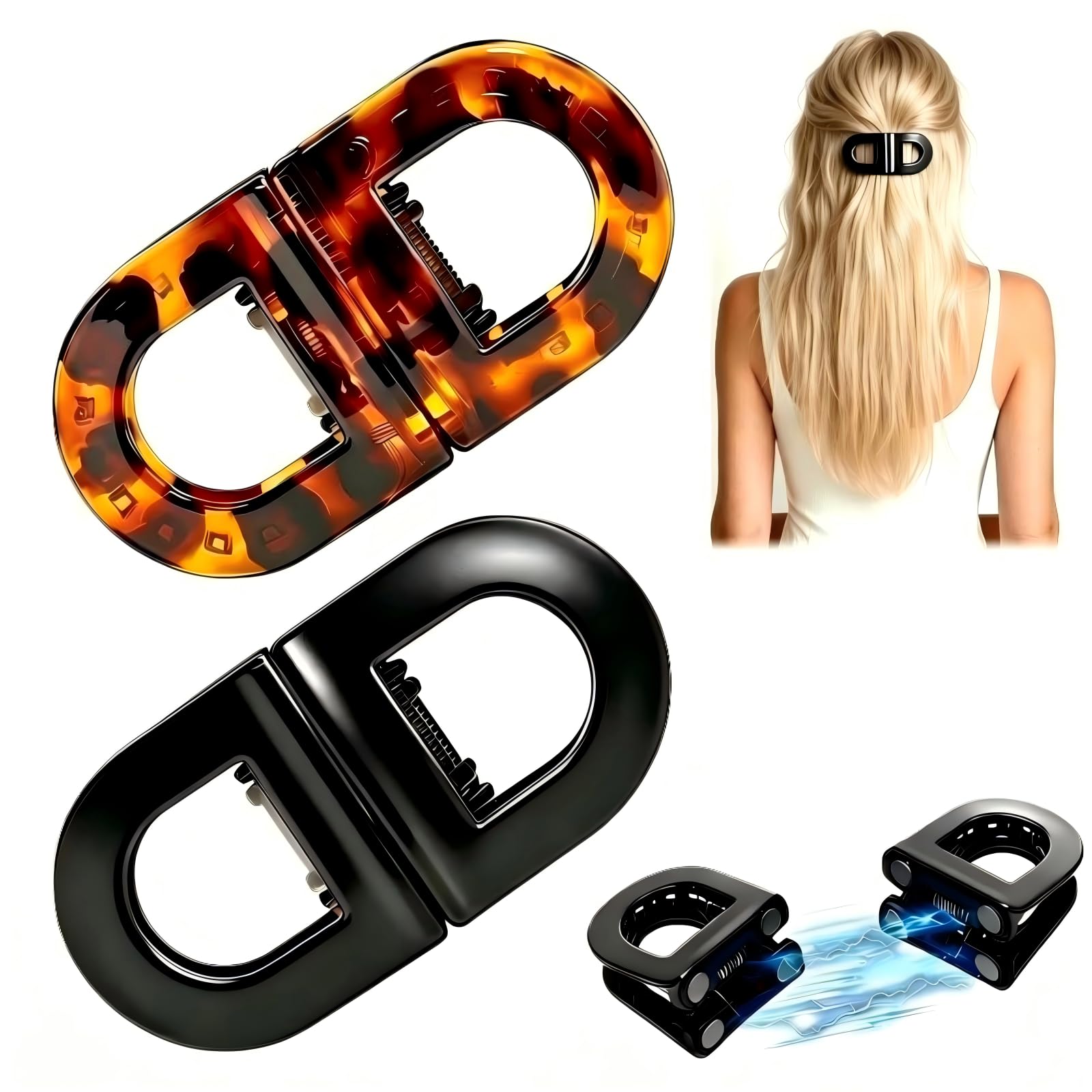 Generic magnetic hair clips front view showing sleek design and secure hold