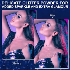 Generic glitter spray texture on skin creating smooth shimmer