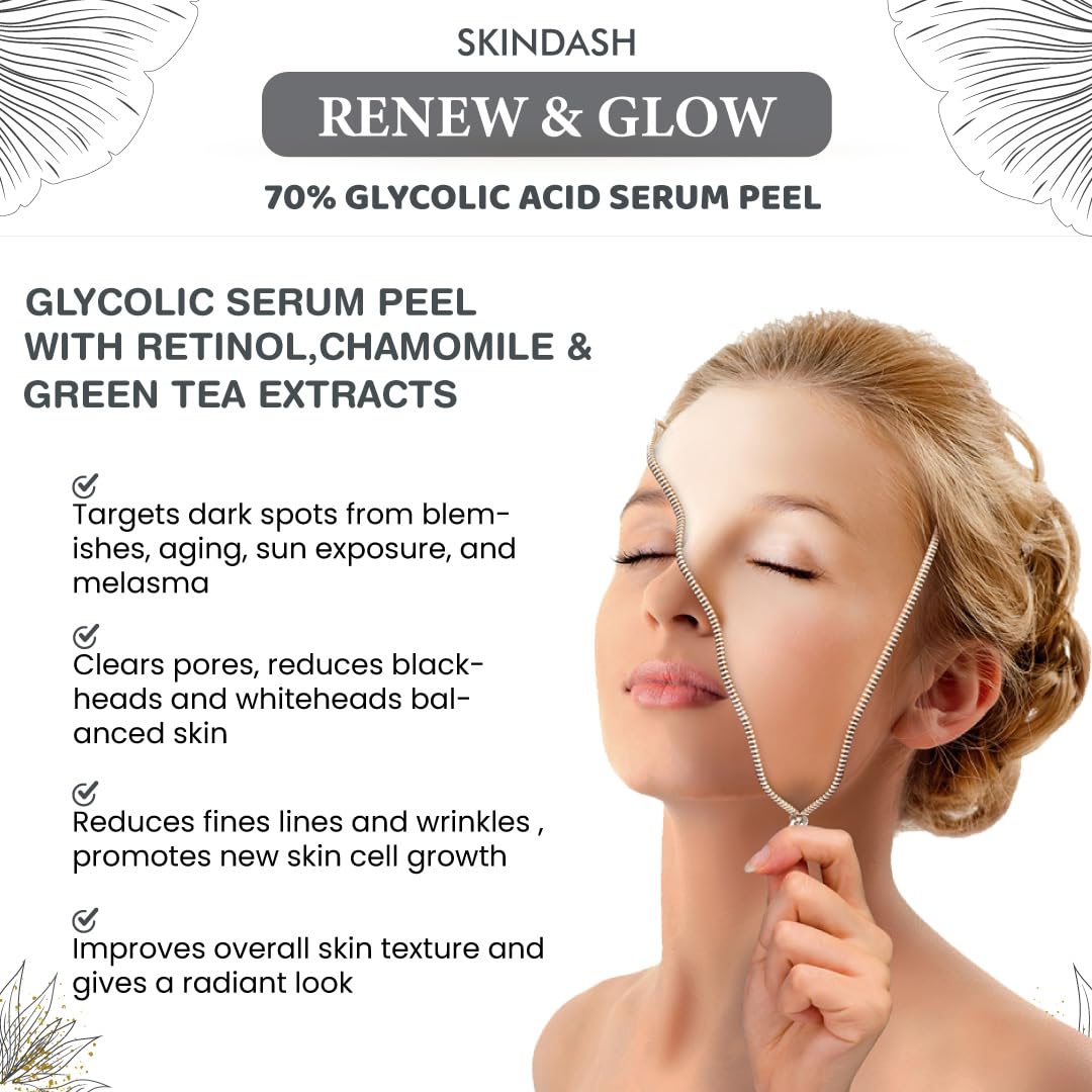 Generic glycolic serum drop texture on fingertip highlighting lightweight spreadability benefit