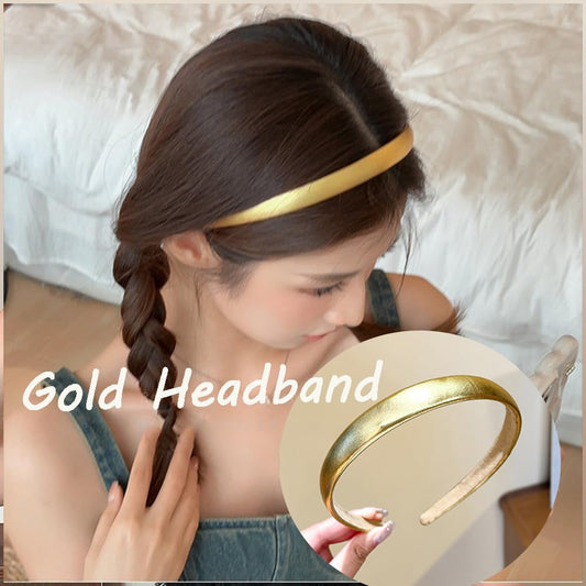 Generic gold headband close satin detail highlighting smooth finish and hair protection